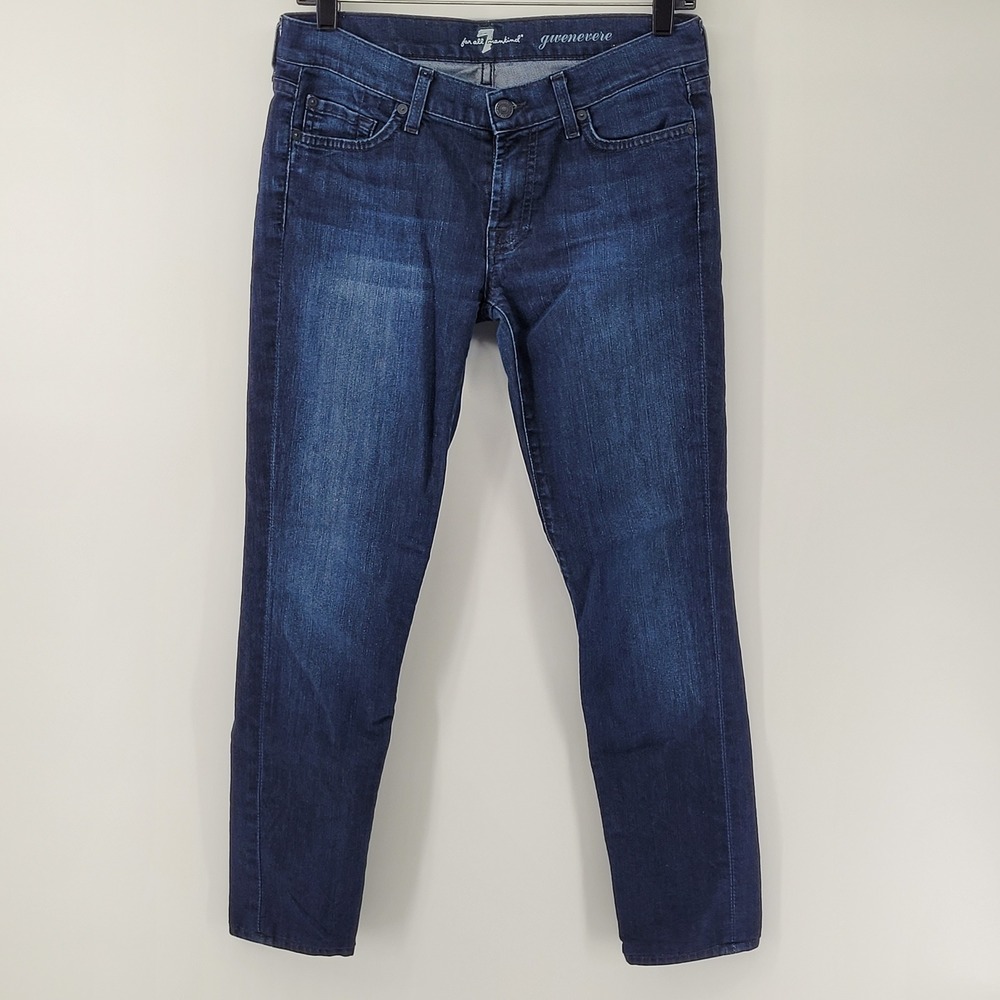 7 For All Mankind Gwenevere Skinny Jeans Womens 27 Dark Blue Low Rise Denim